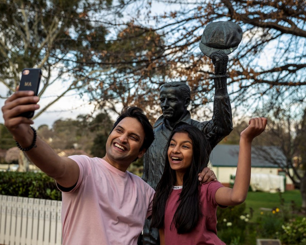 Family taking selfie at the bradman museum and international cricket hall of fame in Bowral